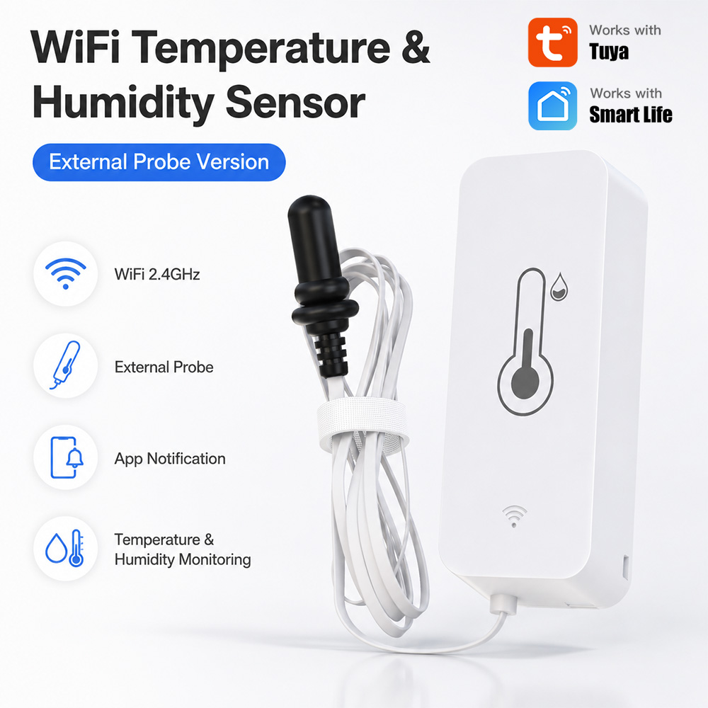 Aquarium Plant - Tuya WiFi temperatuur-vochtigheidssensor met externe sonde