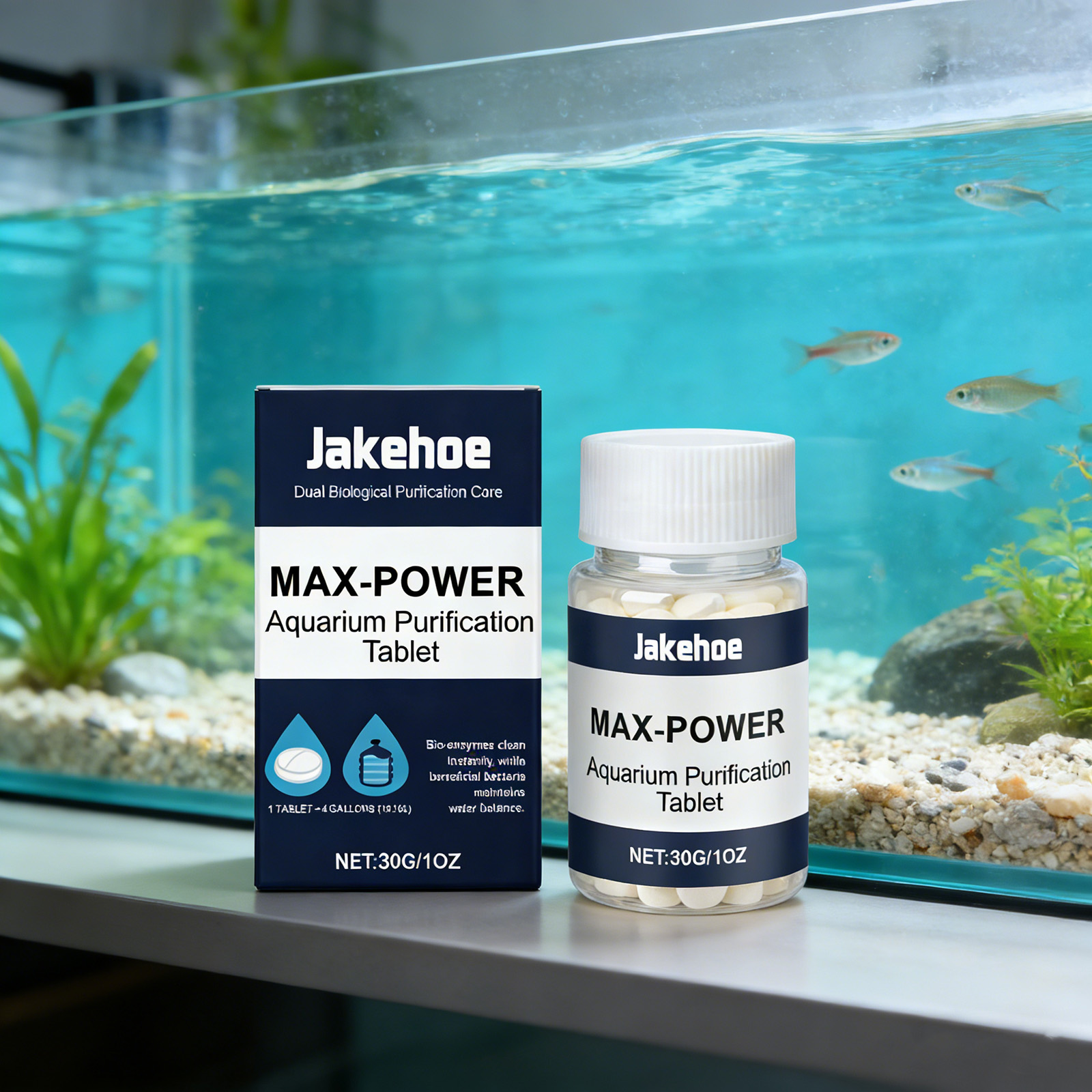 Planted Aquarium Algae Remover - Algenverwijderingstabletten voor aquariums, helder wazig groen